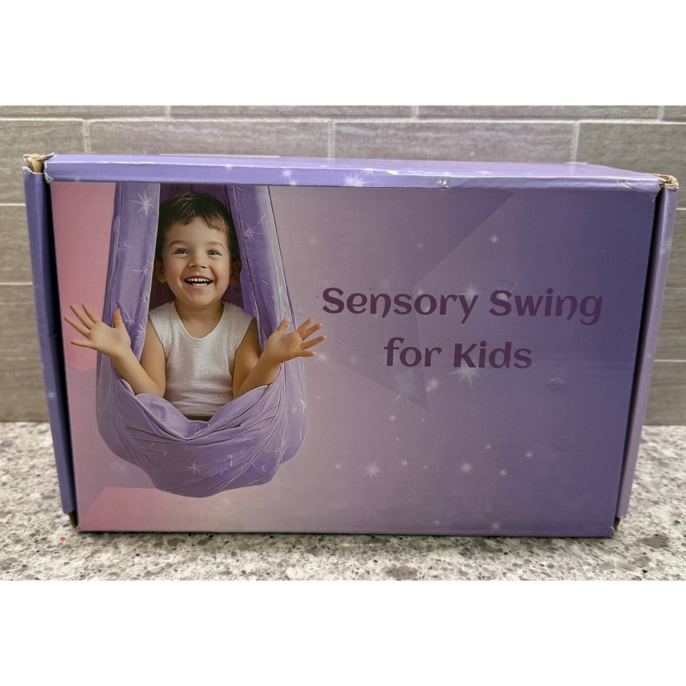 New! Kids Sensory Swing Purple & Pink Star Pattern Indoor Outdoor 300lb Capacity